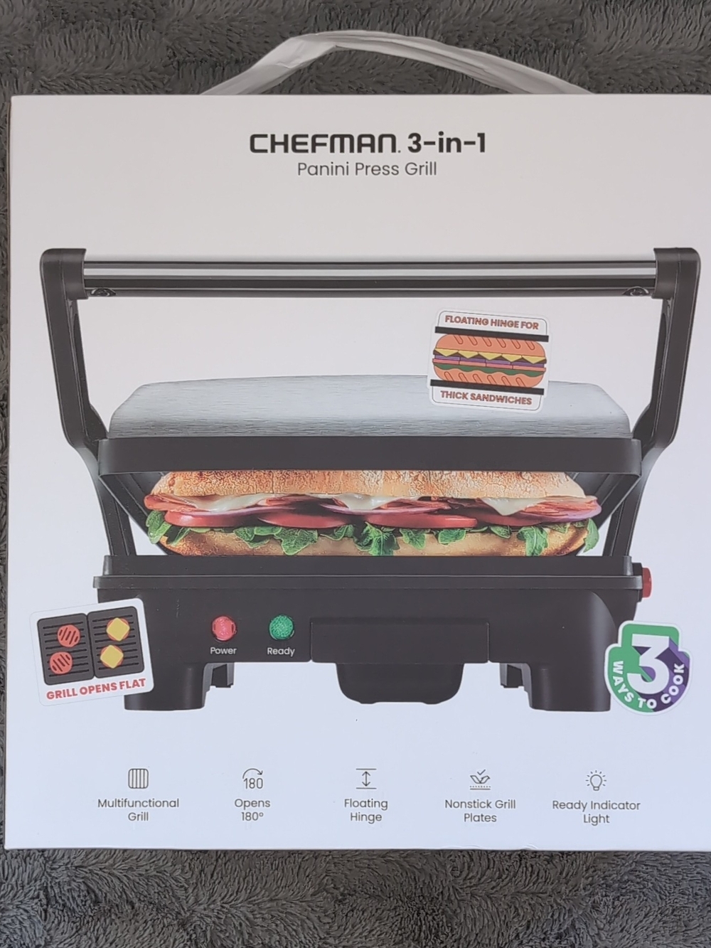 Chefman 3-in-1 Panini Press Grill Panini Press Grill NWT